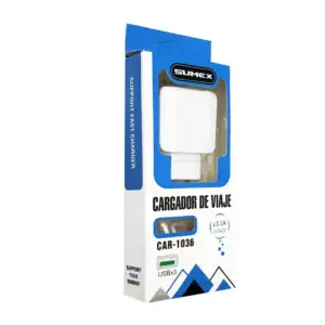 Cargador de viaje sumex con 3 entradas usb y salida de cable v8 3.1a …