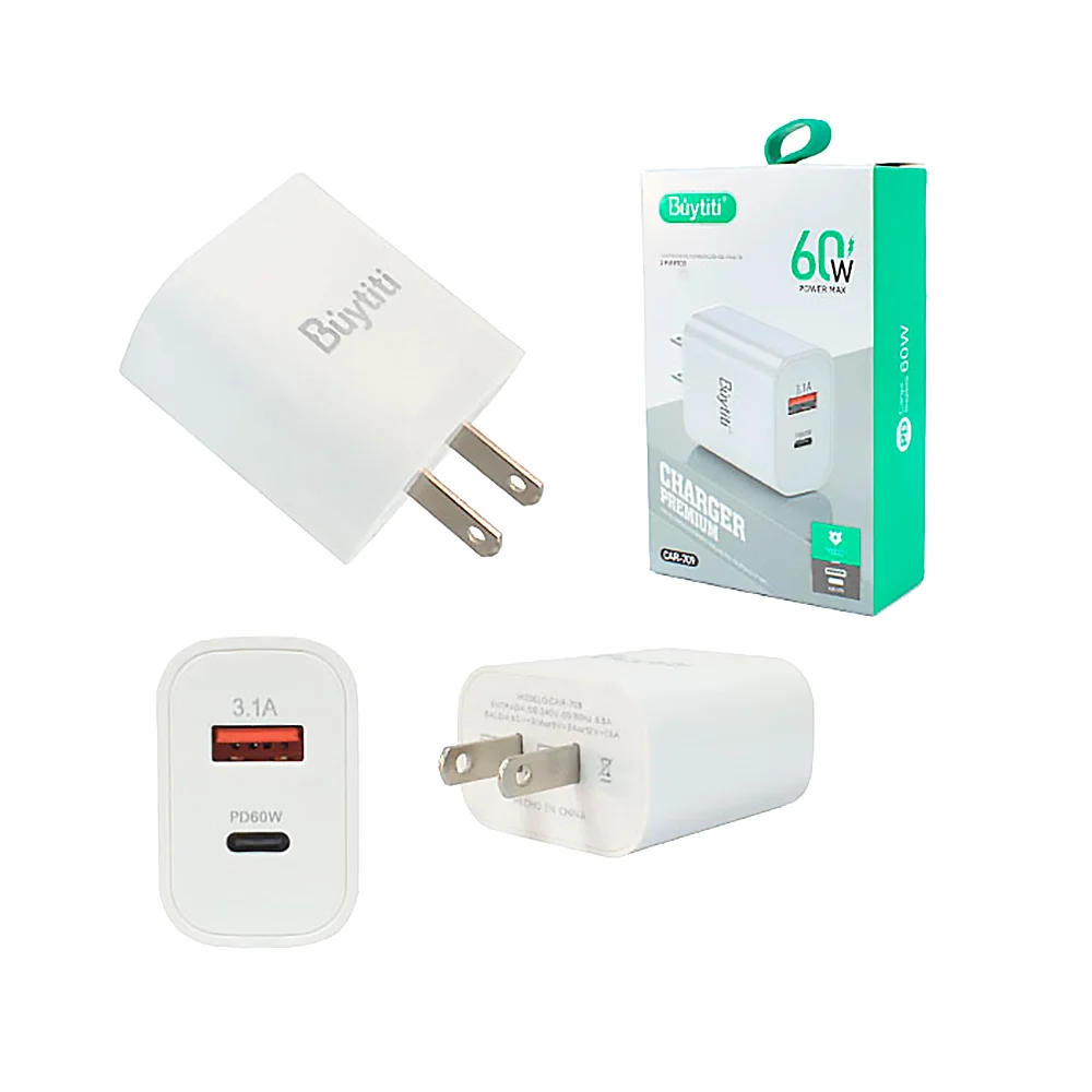Cubo cargador buytiti de carga rápida con puertos usb y usb-c / car-709