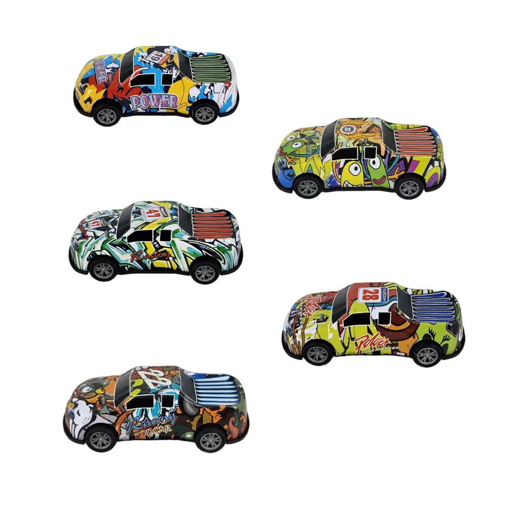Paquete con 5 coches / carros para carreras con fricción, variedad de modelos / metal die cast / alloy car / 866-5b