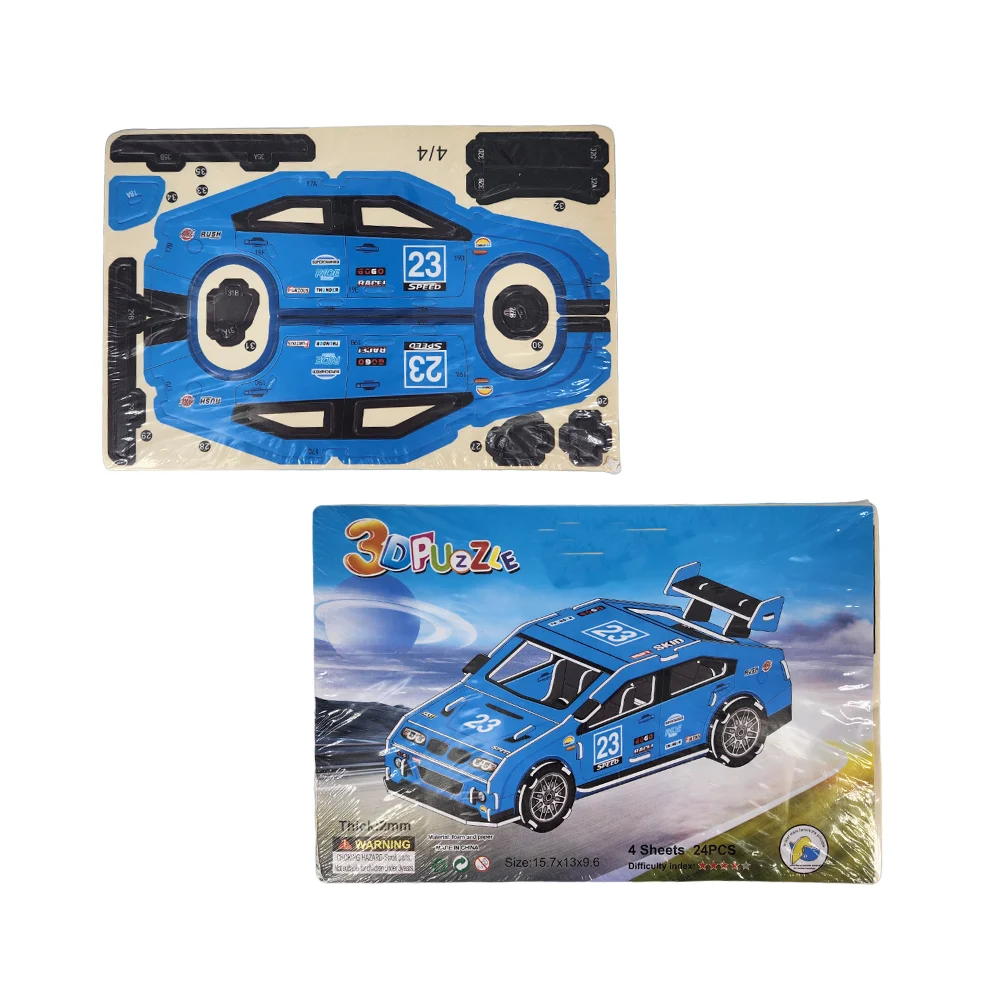 Rompecabezas 3d armable de 24pcs en forma de coche deportivo de carreras 15.7x13x9.6cm / 3d puzzle / lx-230