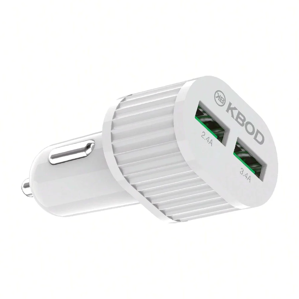 Plug-in cargador de celular para auto con 2 puertos usb, 2.4a-3.4a, 12-24v / kbod / carx12