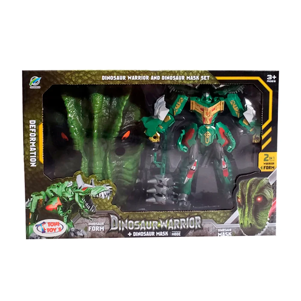 Juguete, tipo dinosaurio transformable en robot + mascara con luces y sonidos / cb-0770
