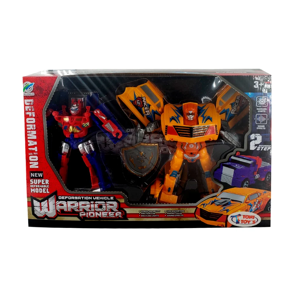 Set de 2 carros tipo transformers con luces y sonidos, variedad de colores / cb-0771
