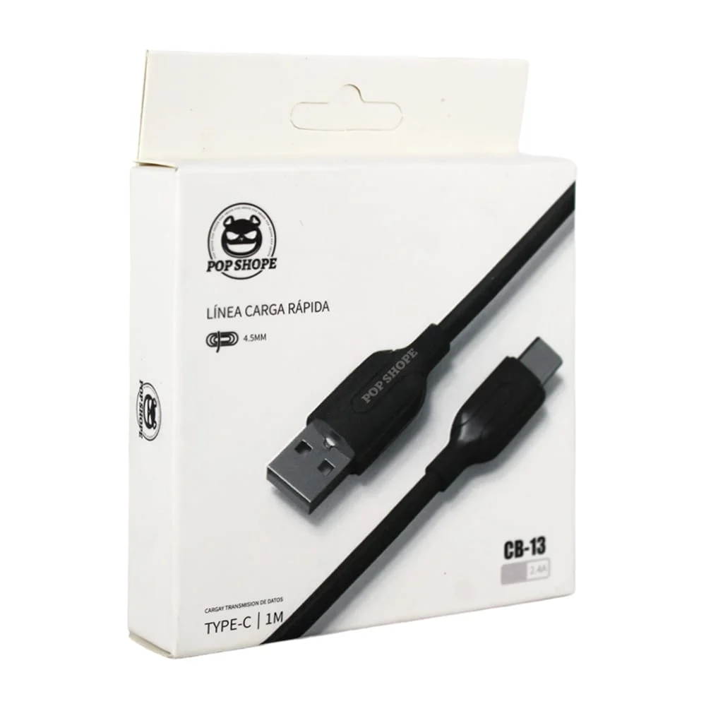 Cable para carga rápida 2.4a de 1 metro con entrada tipo-c a usb, variedad de colores / cb-13