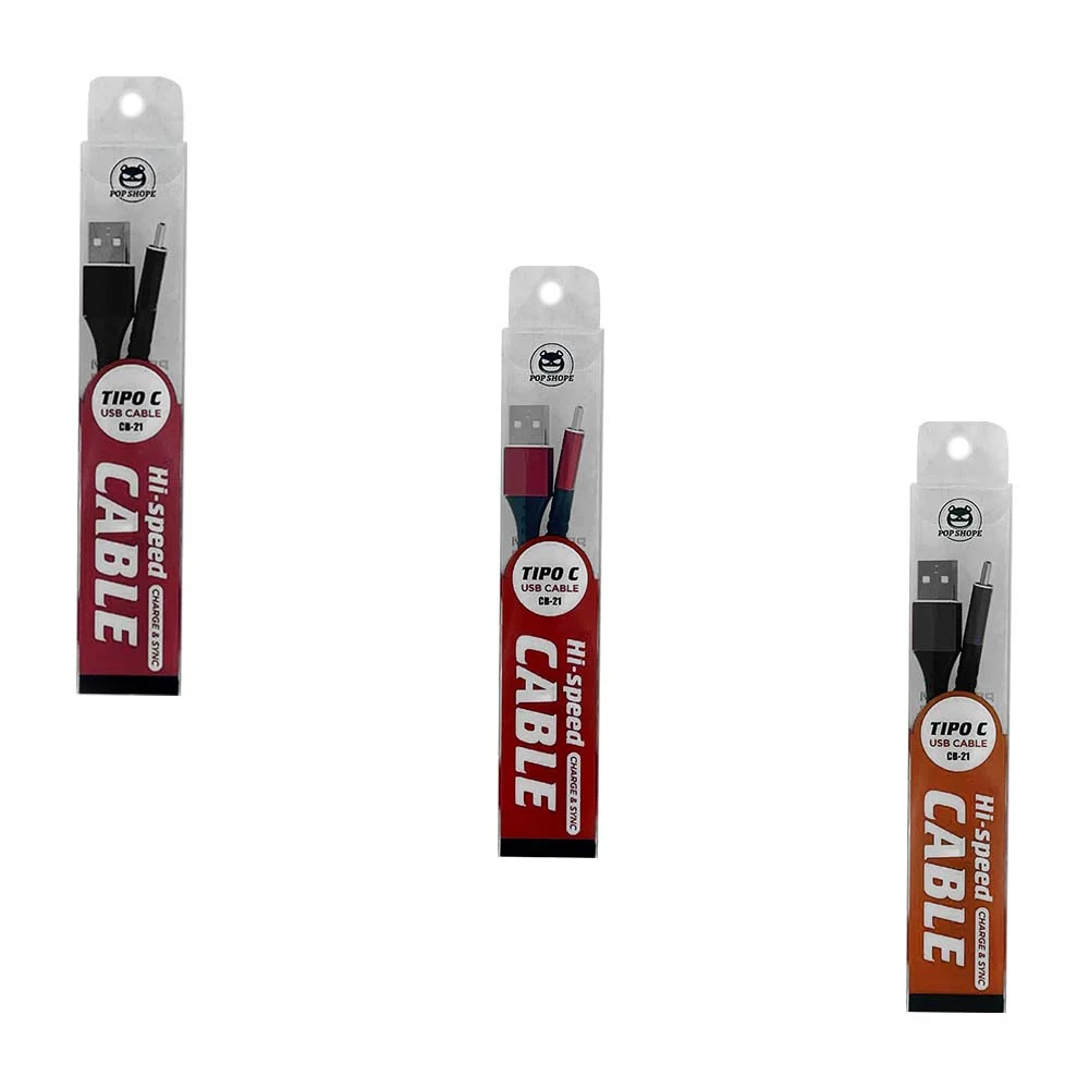 Cable de carga pop shope con entrada tipo-c a tipo-c, 1metro / cb-21