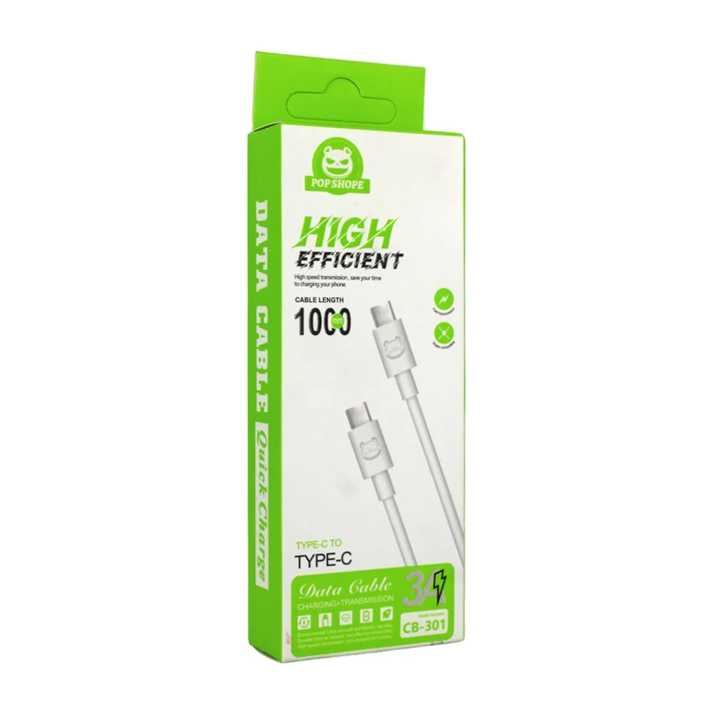 Cable de transferencia de datos y carga rápida con entrada usb a type-c, 1000mm, 3a / high efficient / cb-301