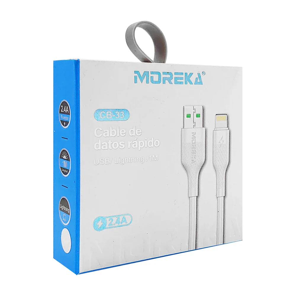 Cable de datos moreka con entrada usb-lightning, 1 metro, variedad de colores / cb-33