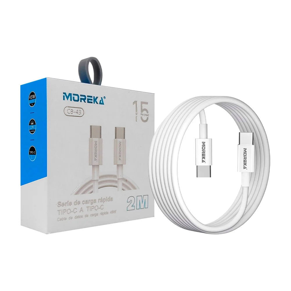 Cable de carga rápida moreka con entrada tipo c a tipo c, 2m, 15 5g promax / serie de carga rápida / cb-43