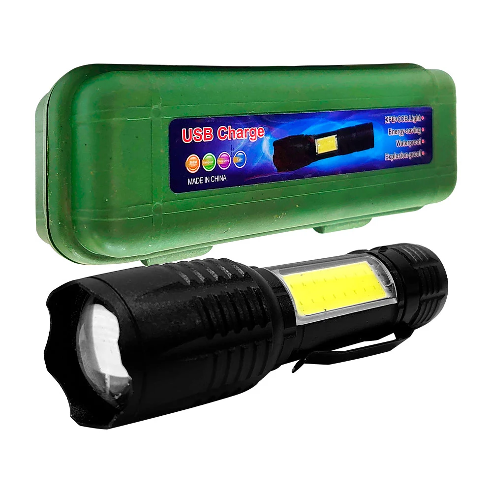 1pza Lámpara de mano mediana, recargable, led, con 3 modos de iluminación y apertura variable, variedad de usos / usb charge / cd-808