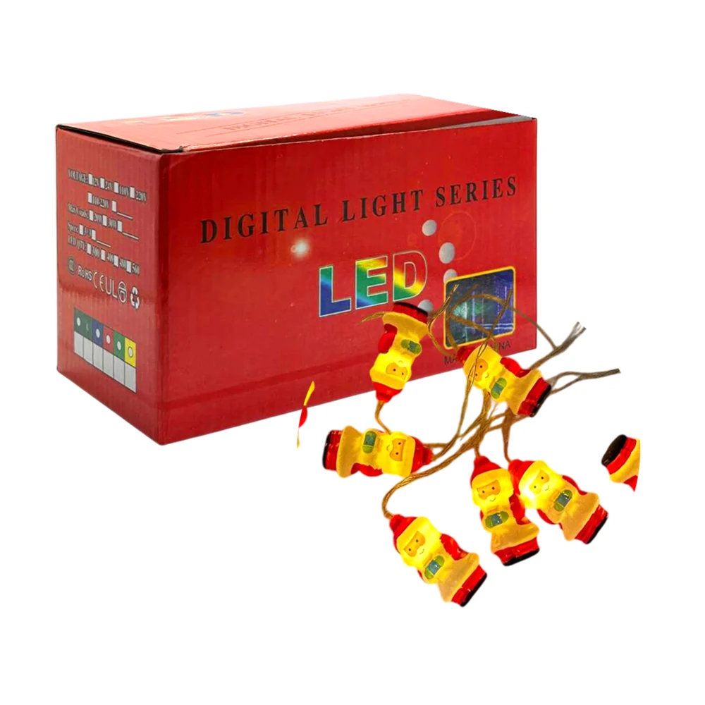 Serie de luces led navideñas con 10 figuras de santa claus y luz cálida, variedad de modelos / digital light series / cd8523