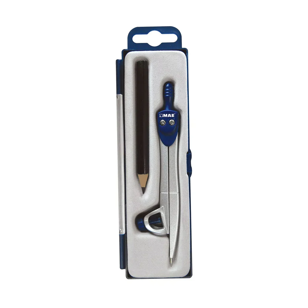 Estuche transparente con compás metálico y lápiz / cel-10