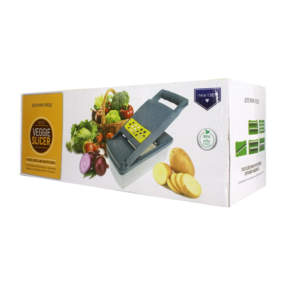 Cortador rallador de frutas y verduras 14 en 1 con cuchillas de acero inoxidable / kitchen ideas / m2291 / lu2026