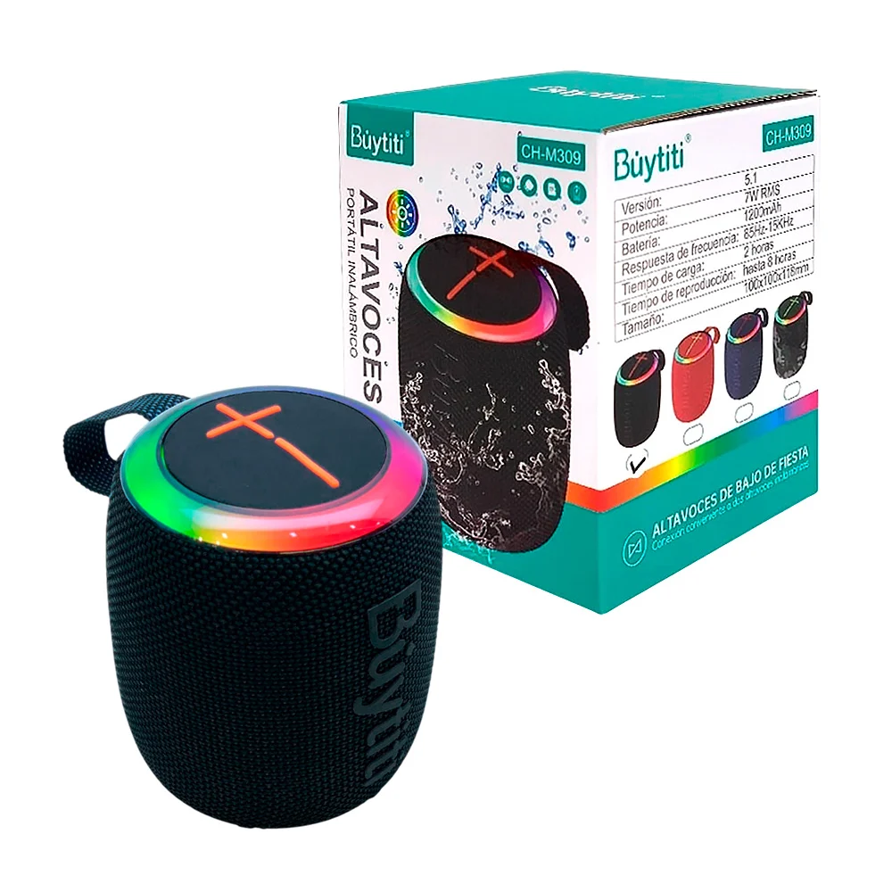 Bocina inalámbrica bluetooth con forma cilíndrica, radio fm, puerto usb - tf, 100x100x118mm, variedad de colores / ch-m309