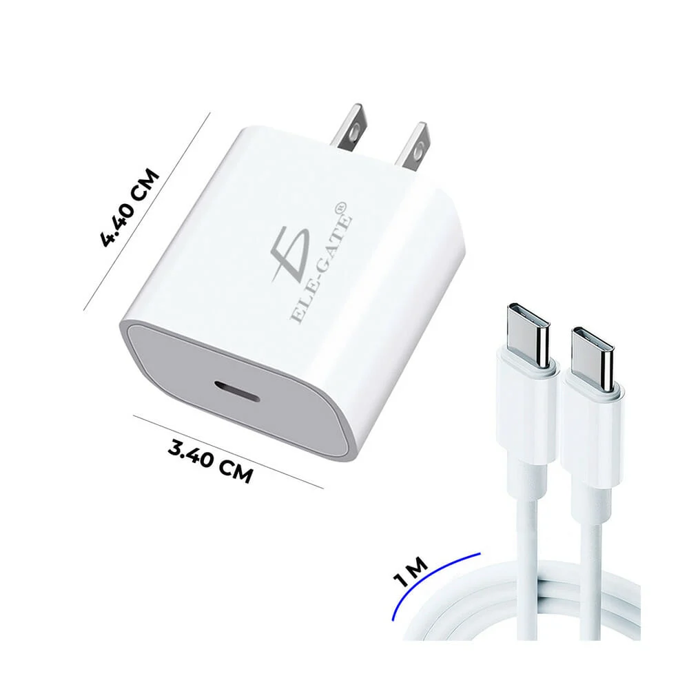 Combo cargador usb-c ele-gate con entrada tipo c para carga rápida 20 watts / ch.101