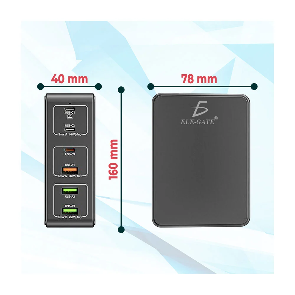 Cargador rápido con 3 puertos usb y 3 puertos usb tipo c, para escritorio, 120w / av.sz.ch.818h