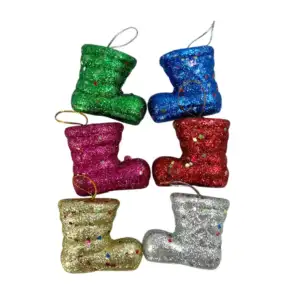 Paquete de 6 mini botas navideñas con brillantina para decoración de …