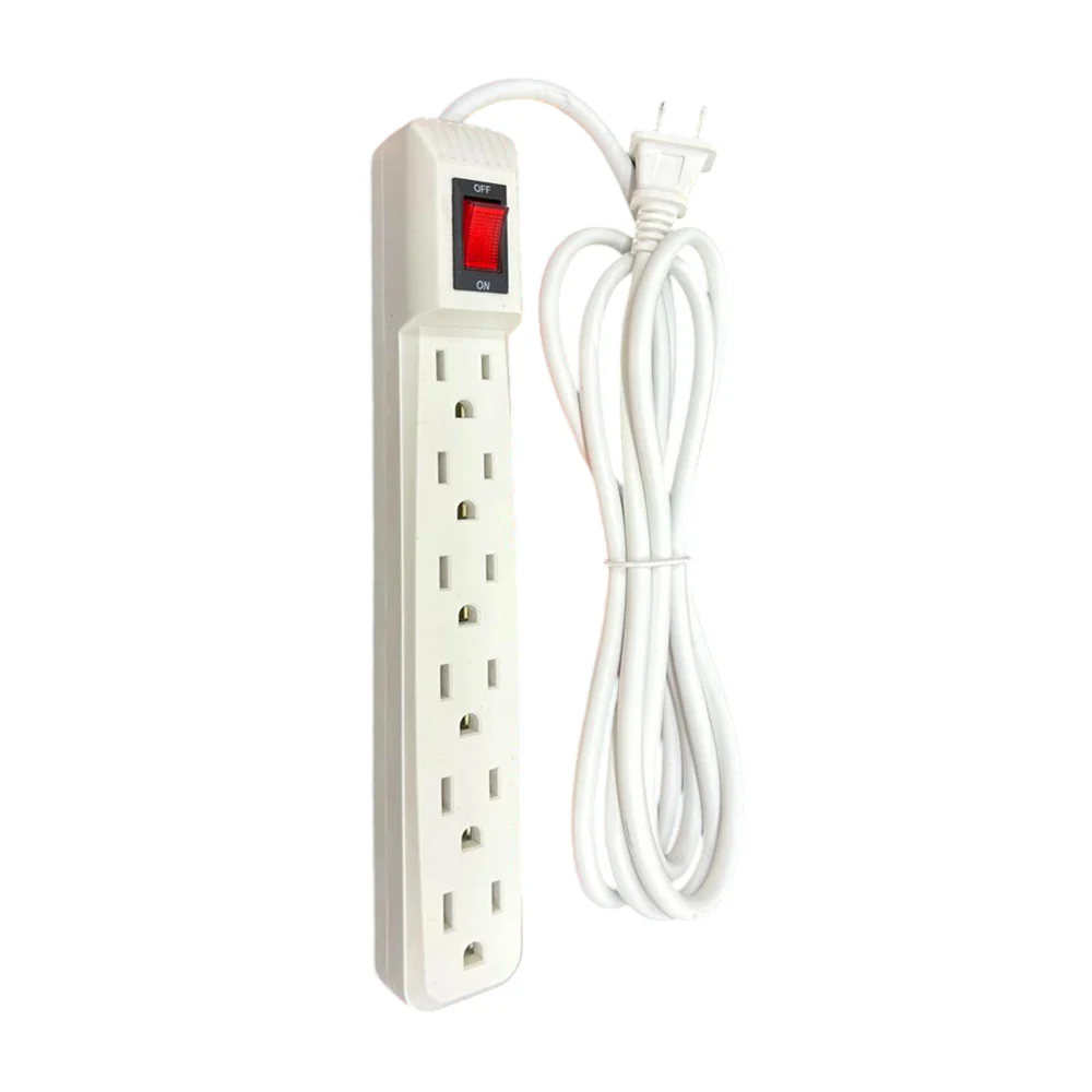 Barra multicontacto fx con 6 tomacorrientes contactos universales y botón encendido apagado / cha-03e