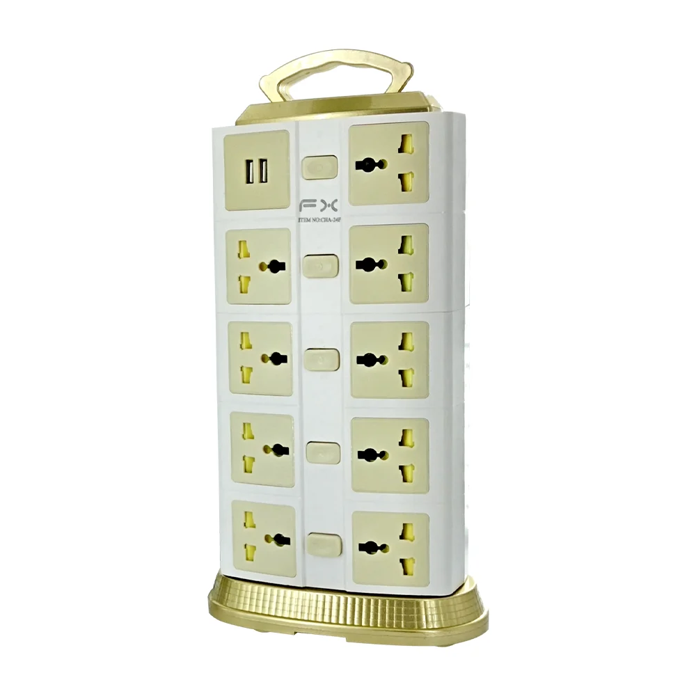 Torre multicontacto rectangular con 15 entradas trifásicas y 2 puertos usb, 2500w / fx / cha-23f
