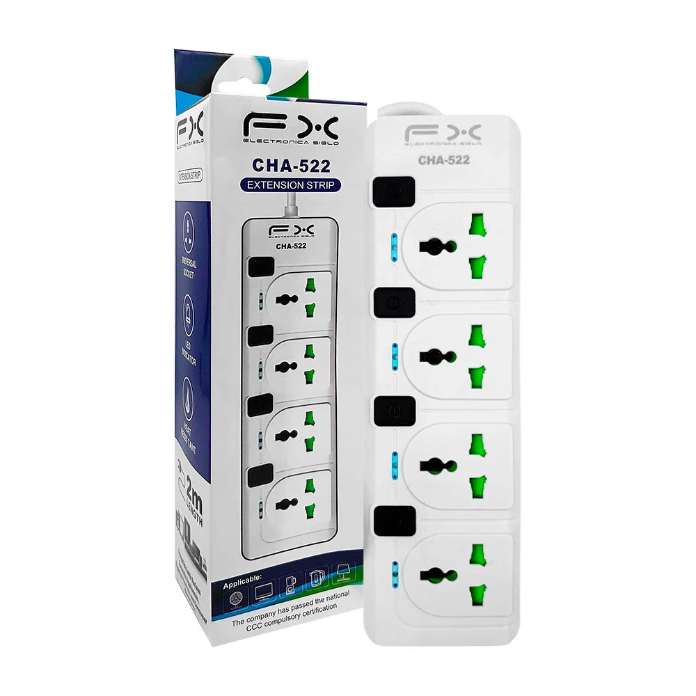 Barra multicontacto fx con 4 tomacorrientes universales, botón encendido - apagado / cha-522 / extension strip