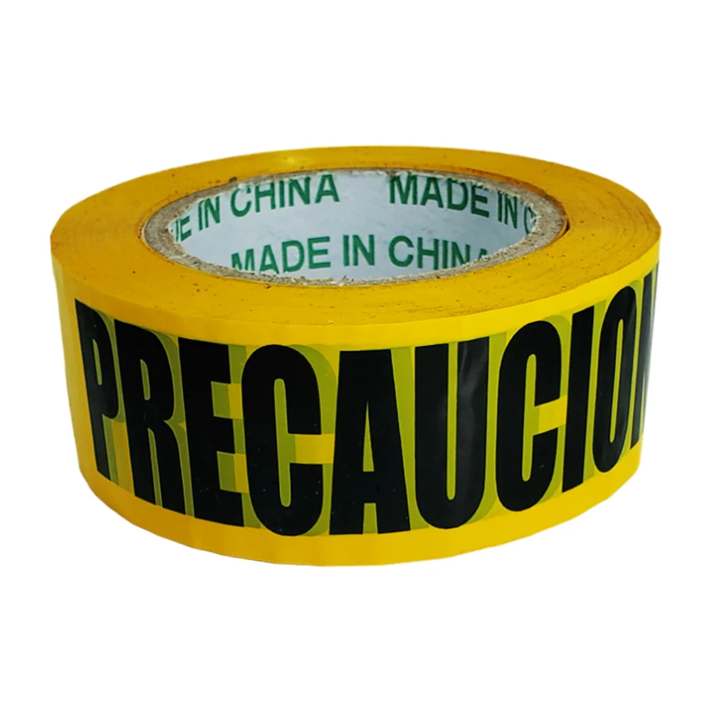 1pza Cinta amarilla de señalización 150m y 5cm de ancho con frase precaución / made in china