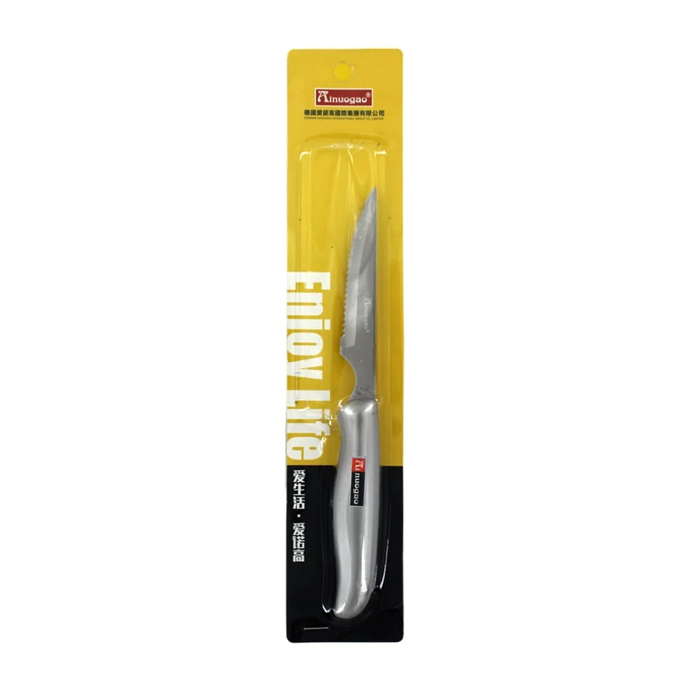 Cuchillo tipo sierra de acero inoxidable con mango metálico / ainuogao