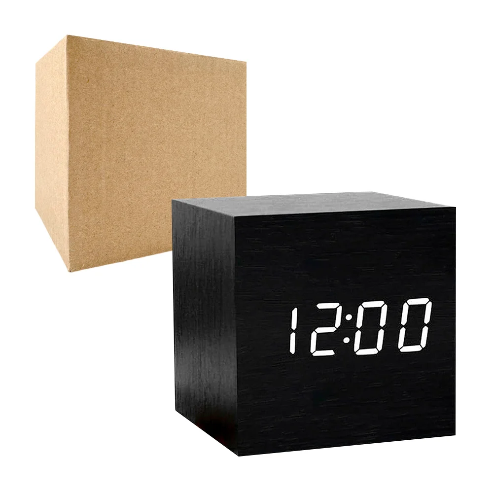 Reloj digital pequeño cuadrado con efecto madera, variedad de colores / mt 1198 / cl103 / reloj madera