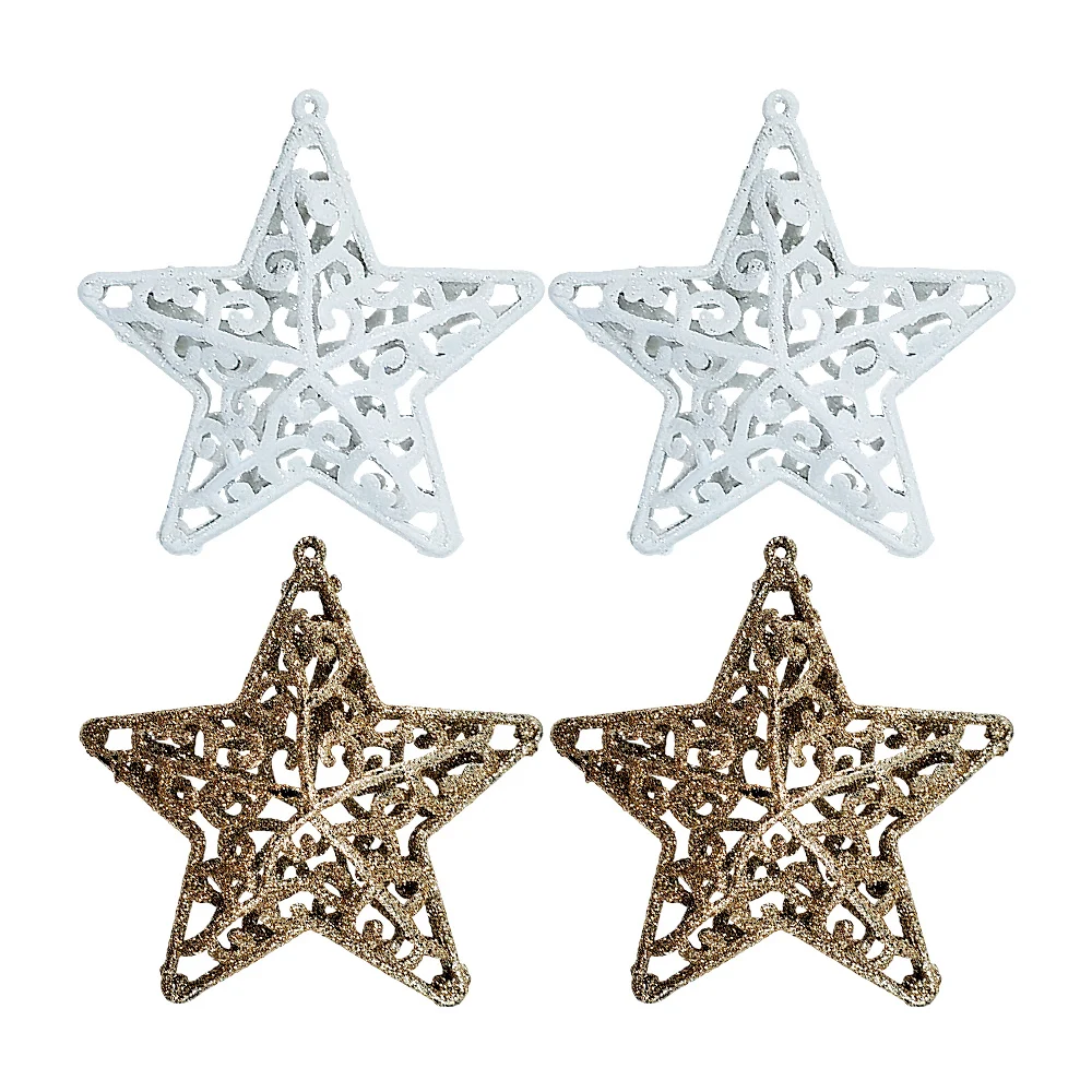 Paquete con 2 colgantes navideños en forma de estrellas huecas, variedad de colores / merry christmas / cm22855