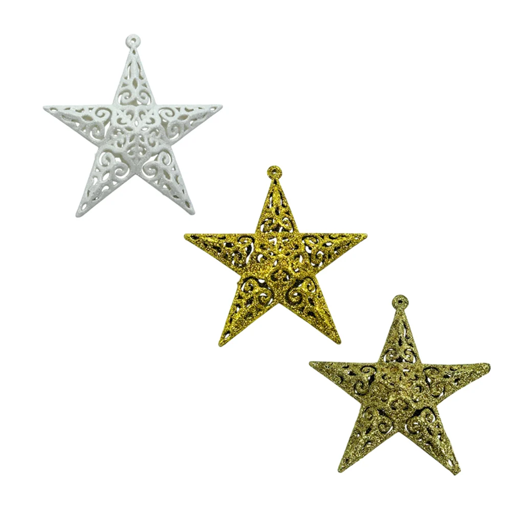 1pza Adorno colgante con diseño diamantado en forma de estrella hueca, variedad de colores / merry christmas