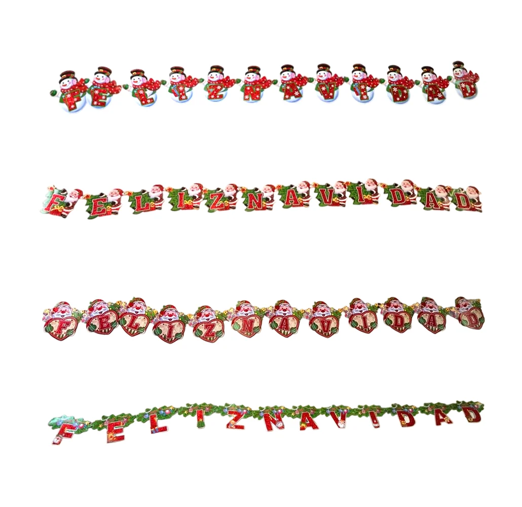 Banderin móvil de feliz navidad con diamantina, variedad de modelos / cm23005