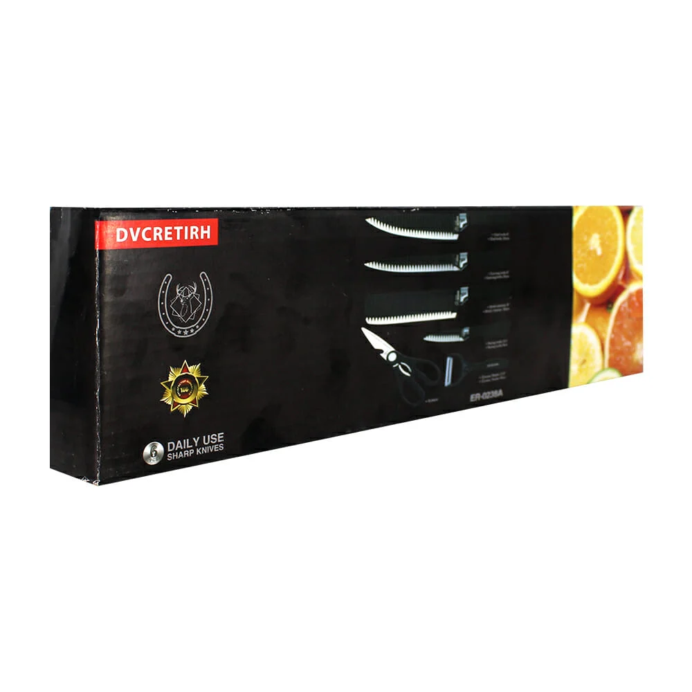 Caja de 4 cuchillos dvcretirh con mango de plástico, pelador y tijeras / cn6 / lu5762