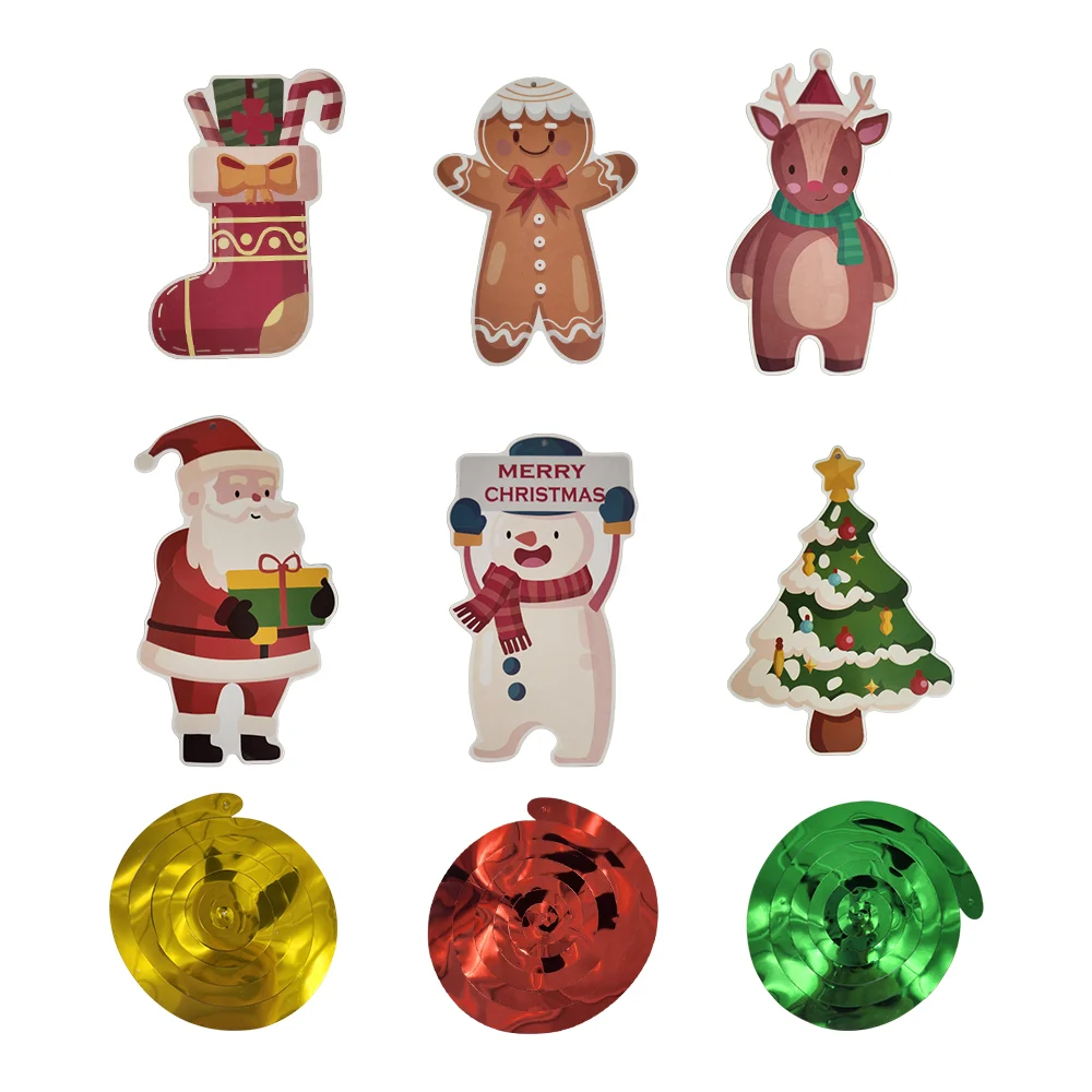 Paquete de 6 adornos colgantes con efecto espiral + 6 cartones con diseño navideño, variedad de diseños / sd-3448