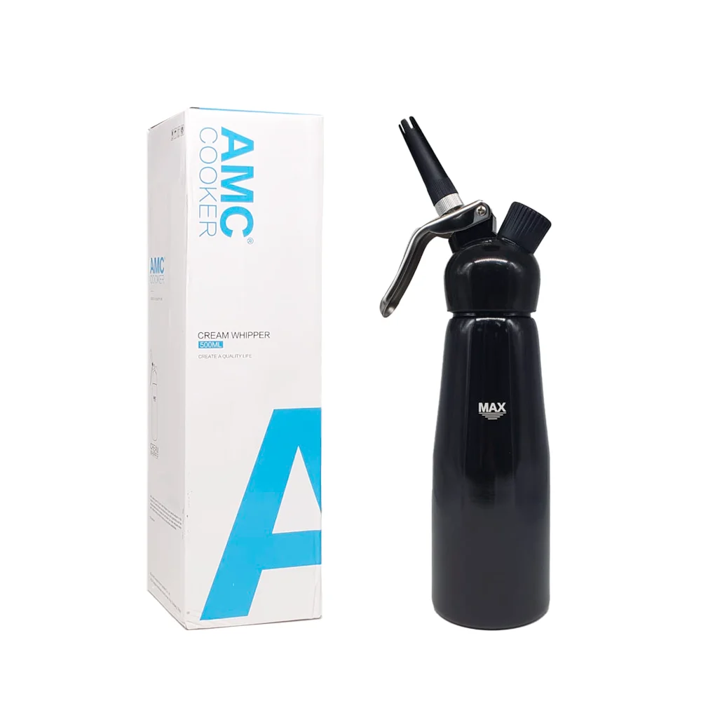 Batidor de crema acero inoxidable con 4 boquillas de decoración 500ml, variedad de colores / amc cooker / am-105