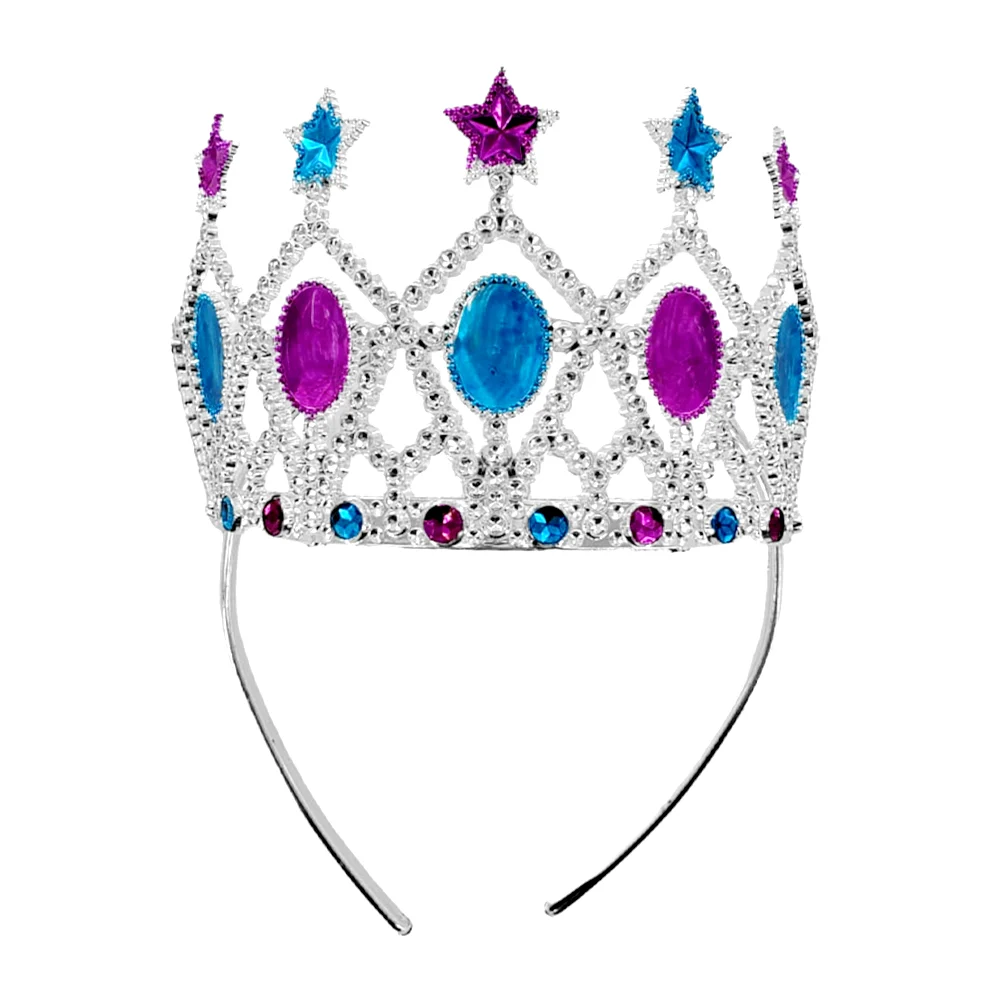 1pza Diadema corona plateada de princesa con estrellas / crn-009
