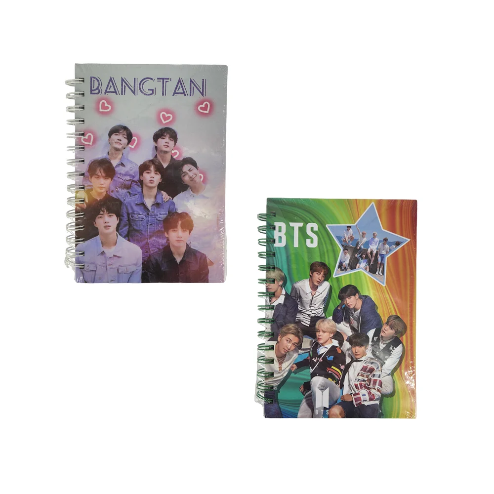 Libreta de pasta gruesa mediano con doble espiral y estampado de bandas k-pop de chicos, variedad de diseños / bts / bangtan / 303-2