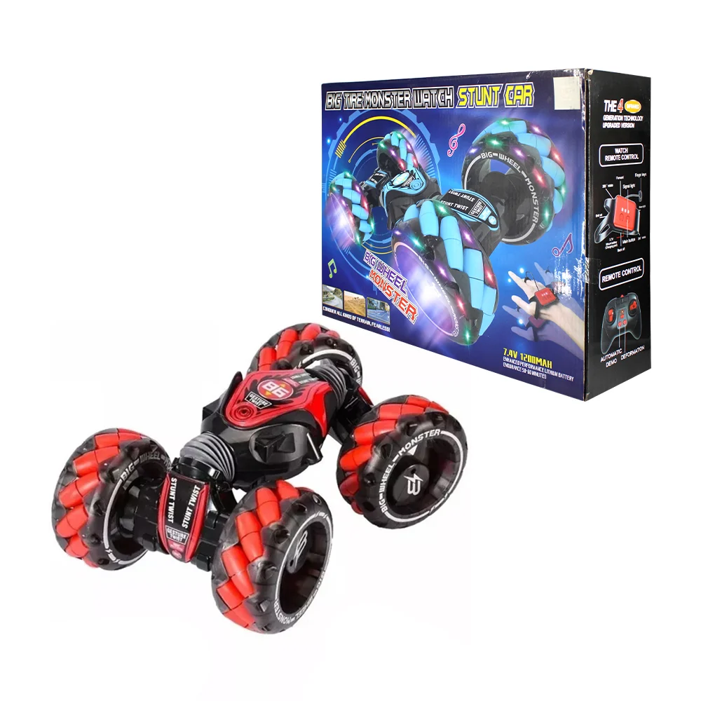 Carro stunt car con luz y sonido a control remoto o pulsera inductiva, variedad de colores / cv8818-86a