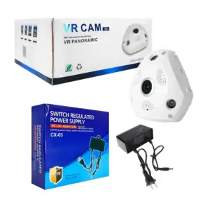 Cámara panorámica wifi en forma triangular 360° full hd + adaptador a…