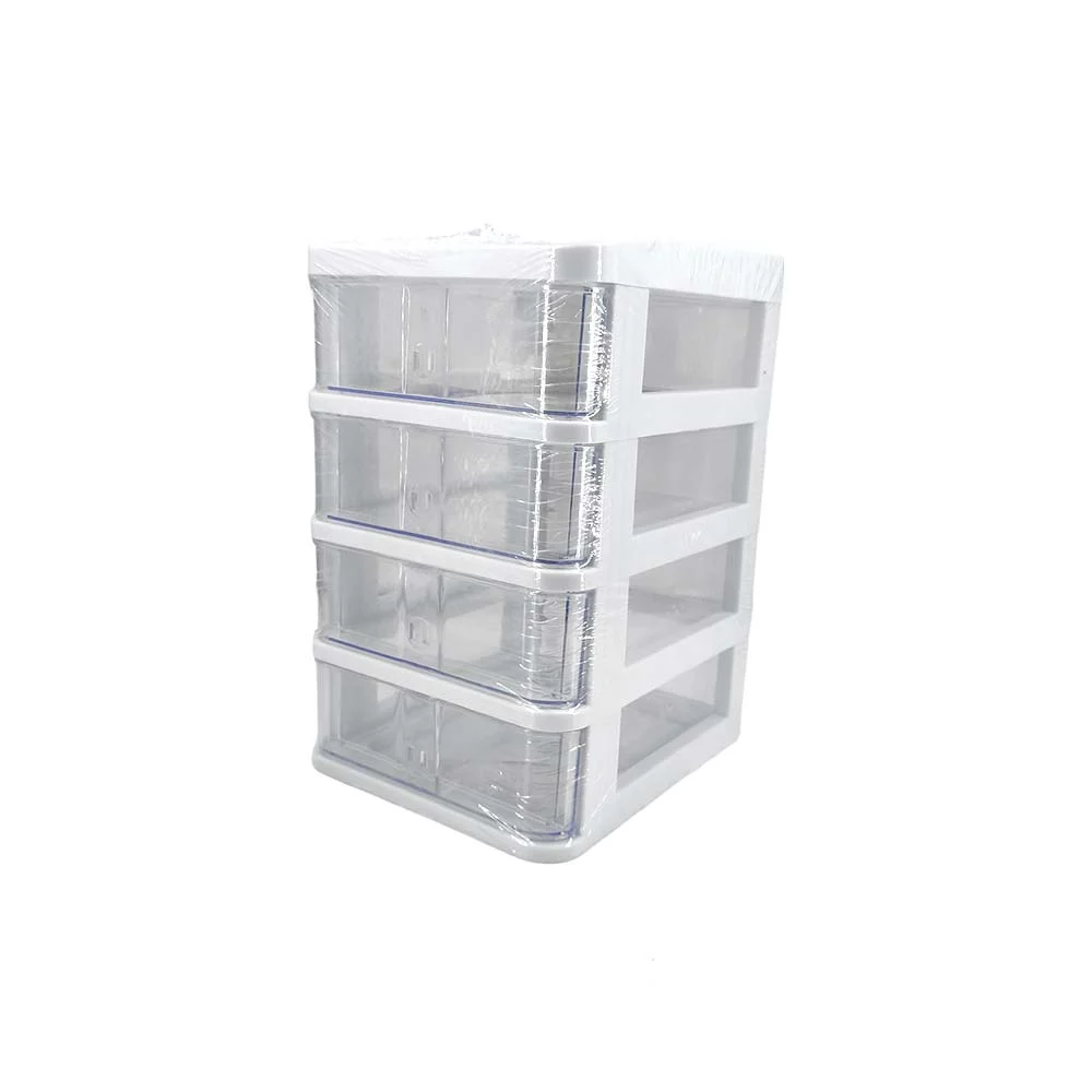 Organizador de escritorio multifuncional con 4 cajones transparentes de plástico, variedad de colores / cwh-670