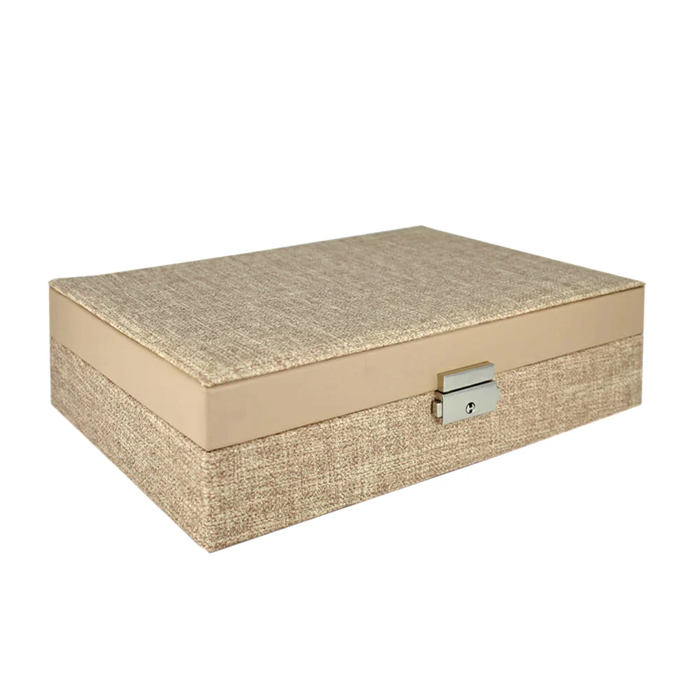 Joyero - alhajero, múltiples compartimientos, con llave de seguridad, rectangular con textura, variedad de colores / cx1740