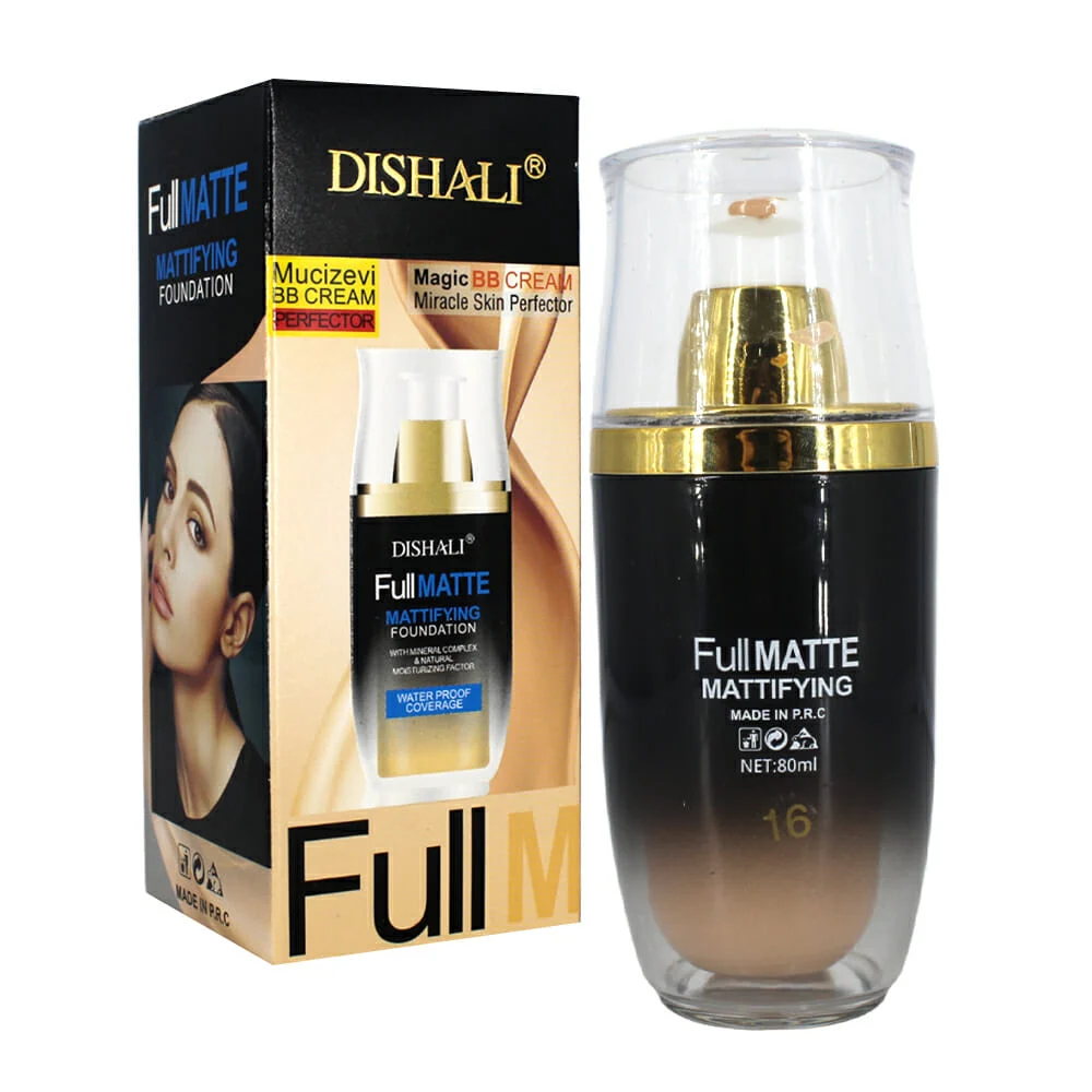 Base líquida matificante dishali impermeable de maquillaje 80ml, variedad de tonos / 309188