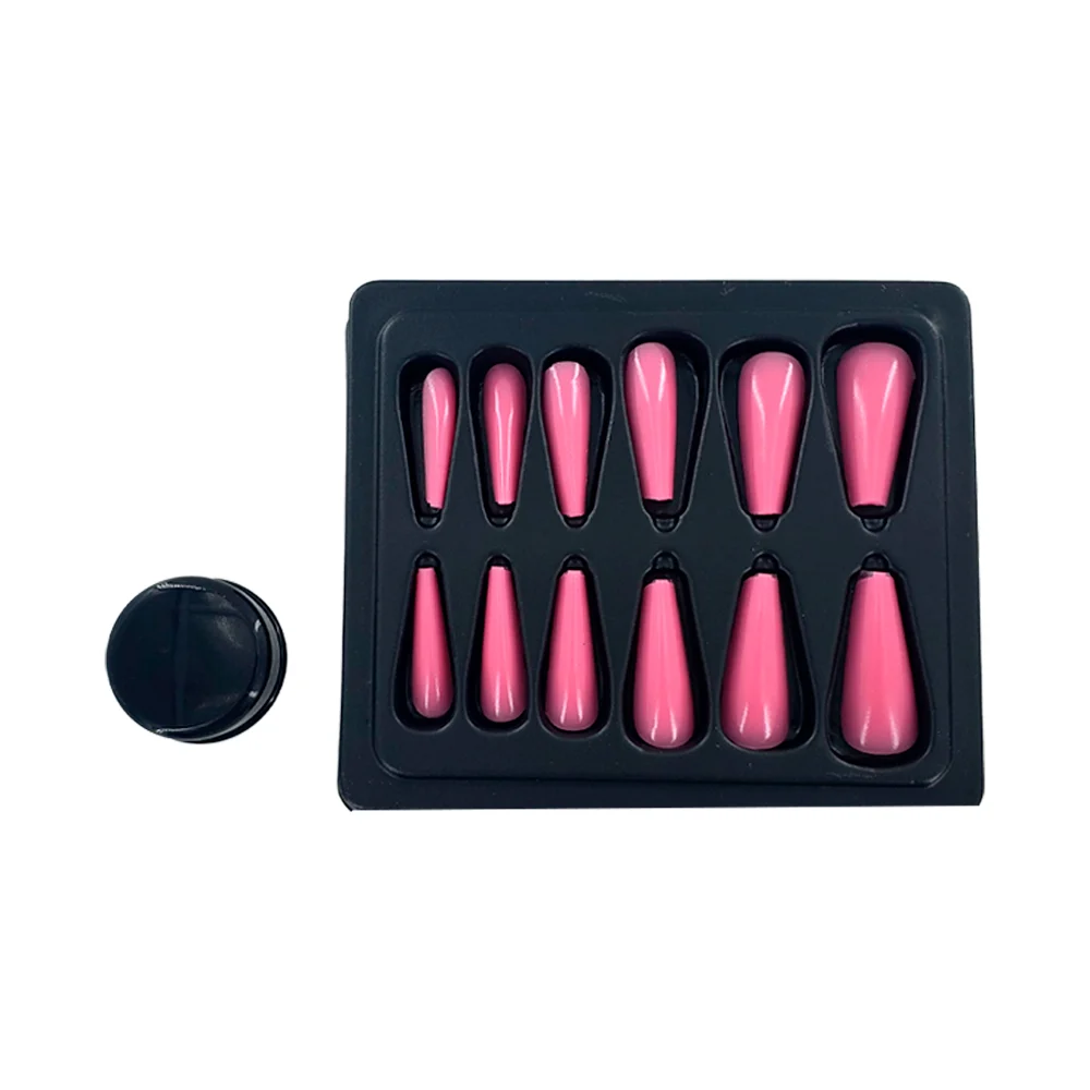 Set de 12 uñas postizas + pegamento, variedad de colores / magic pne shaped gel nail