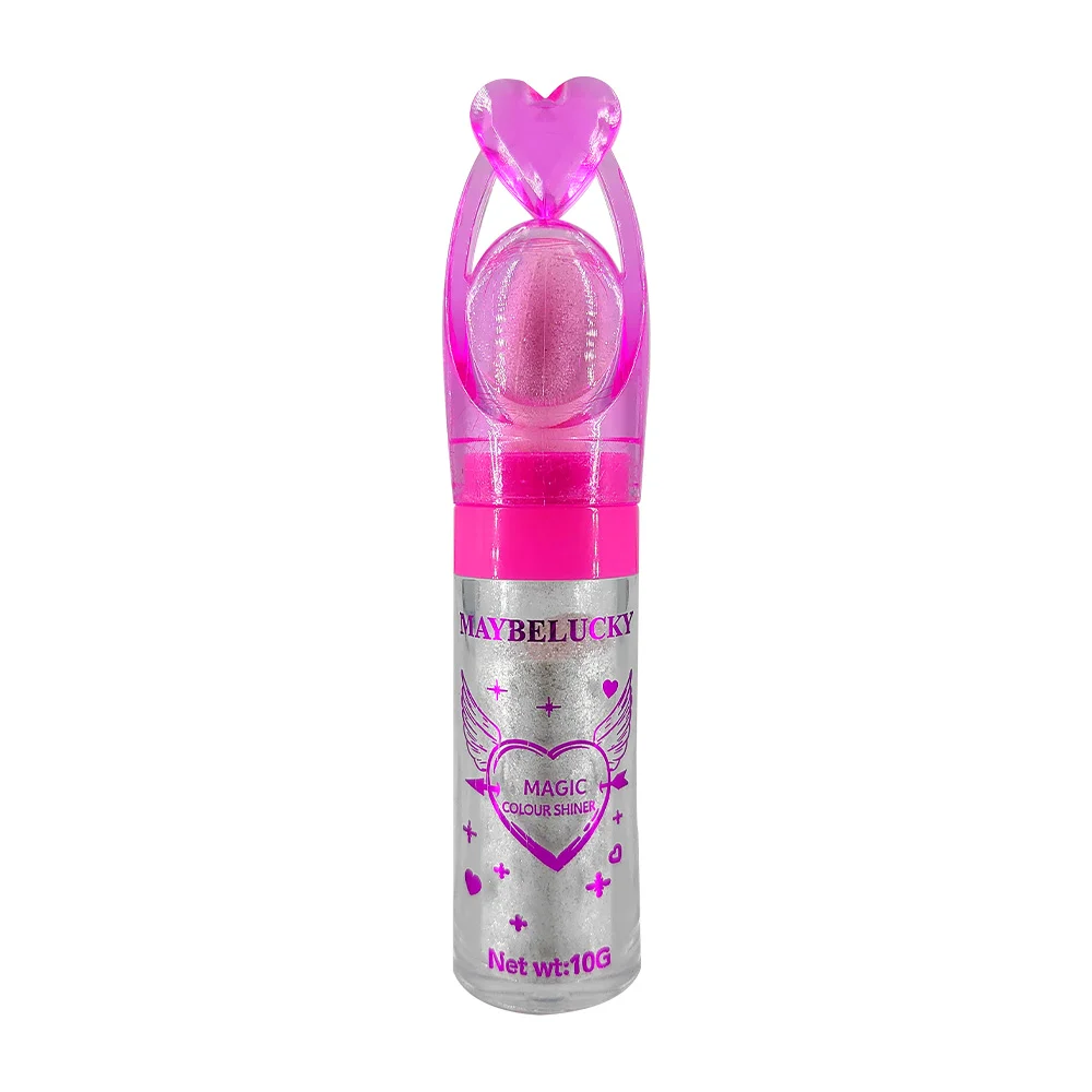 1pza Iluminador polvo de hadas con aplicador de esponja y tapadera con corazón, 10g / magic colour shiner / maybelucky