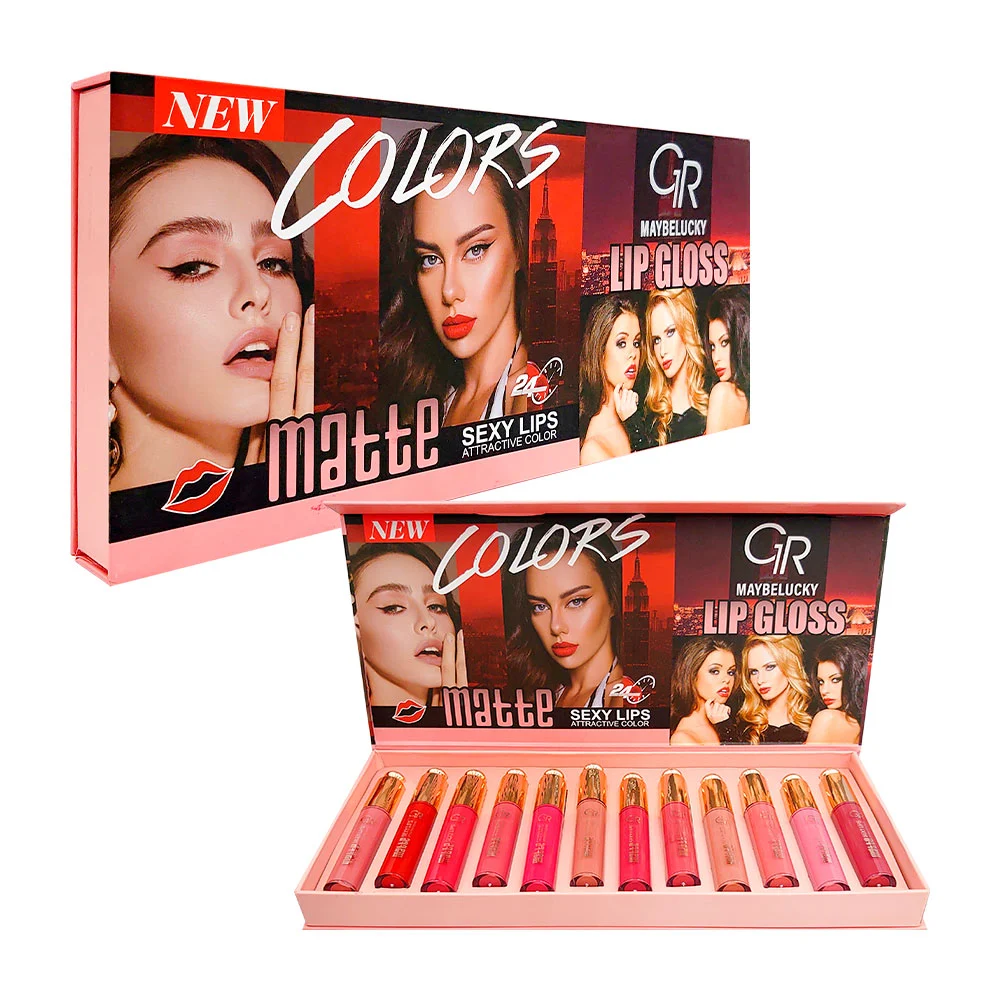 Paquete con 12 brillos labiales maybelucky en tonos matte, variedad de tonos / lip gloss / cy-1078