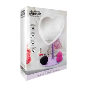Espejo en forma de corazón con luz led, rotación de 180° y base circu…