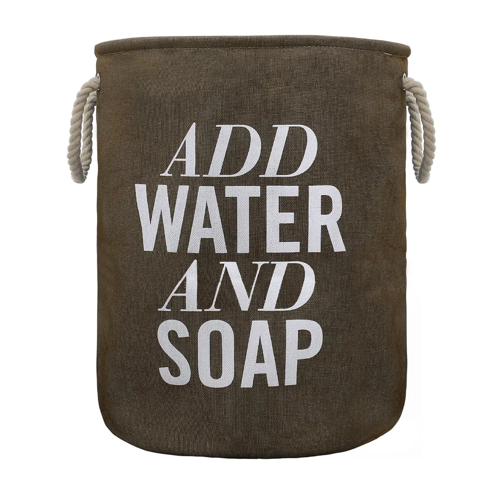 Cesto de tela chico multifuncional con frase add water and soap, 33x44cm / cyjs-3780