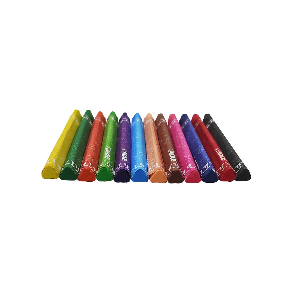 Caja con 12 crayones crayolas delgados mae en forma triangular de colores / cym-12t