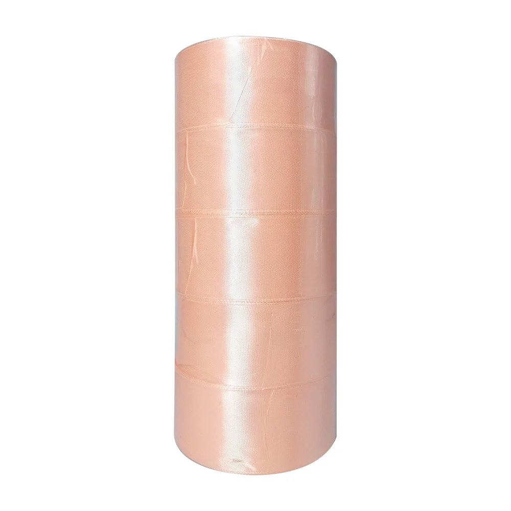 1pza Rollo liston de seda de 30mx4cm de grosor en color crema pastel coral / cz-s-039