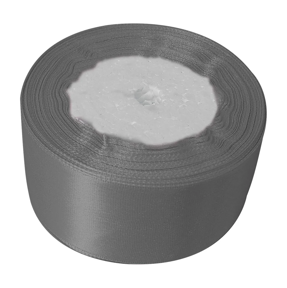 1pza Rollo liston de seda de 30mx4cm de grosor en color gris satinado / cz-s-046