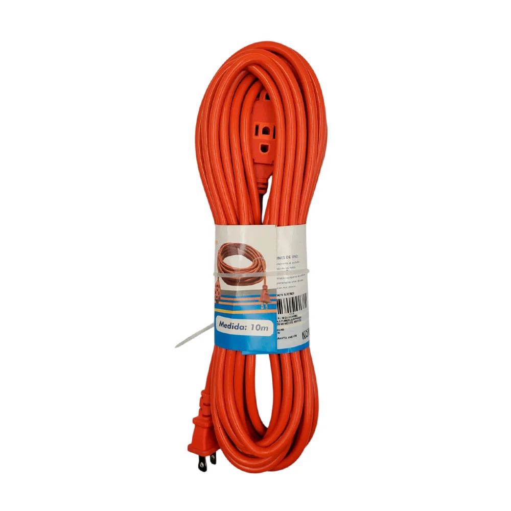 Extensión eléctrica industrial de 10m con 3 contactos para uso rudo / cz108