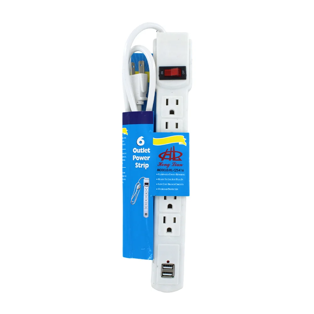 Barra multicontacto con 6 tomacorrientes y 2 puertos usb / hl-cz5416