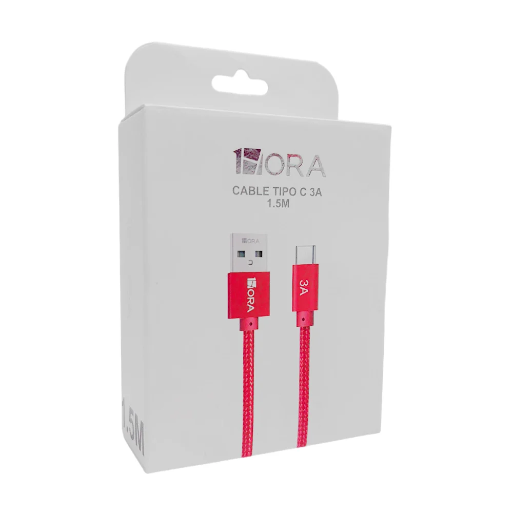 Cable 1hora con entrada tipo c de 1.5m para carga de 3a, variedad de colores / cab263r